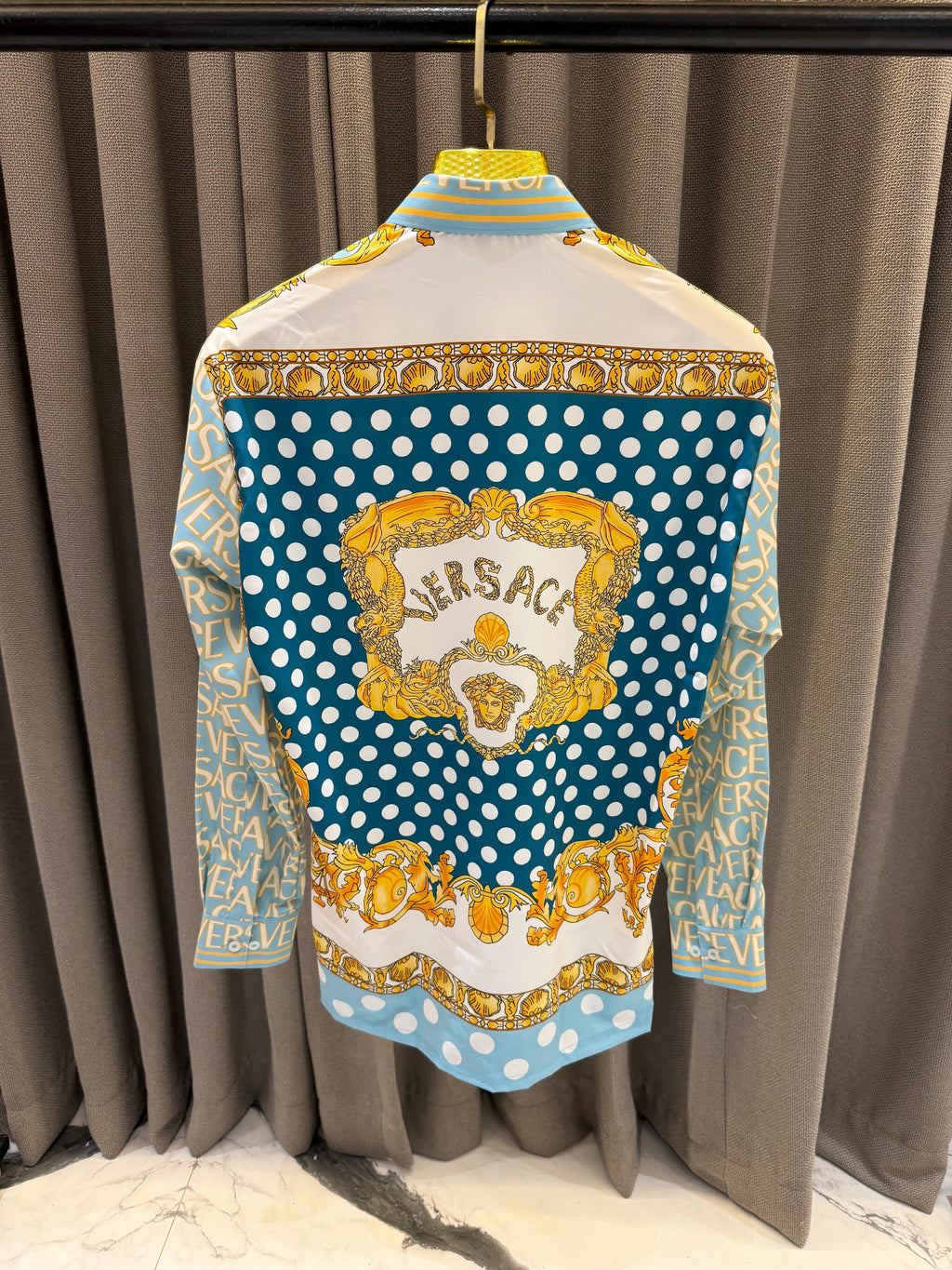 VERSACE BOROCCO IMPORTED BLUE MONOGRAM STORE ARTICLE SHIRT