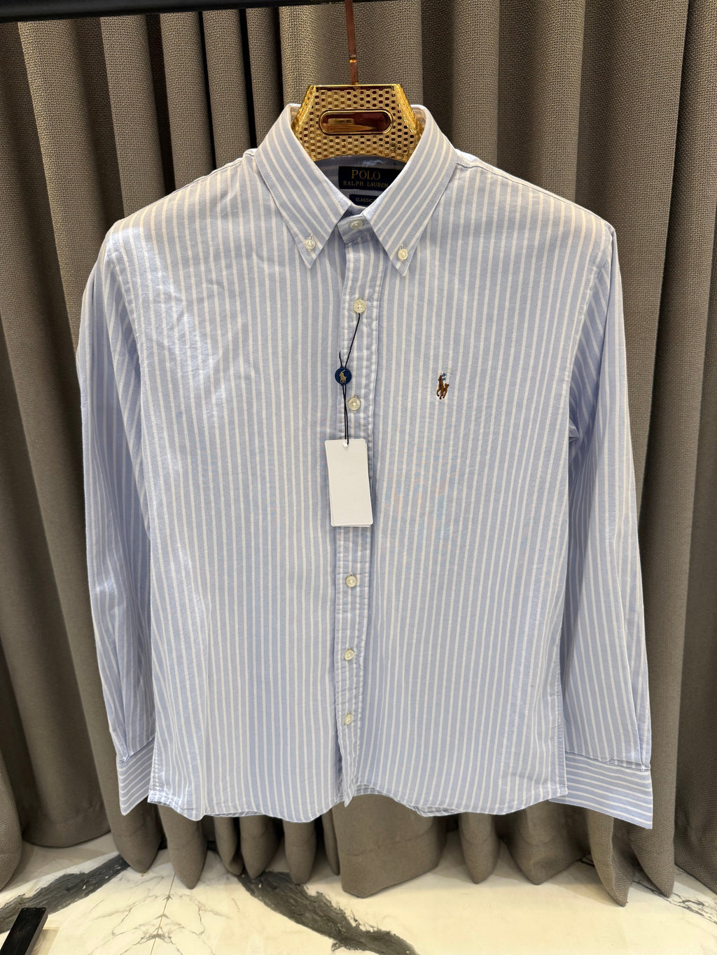 RALPH LAUREN LINEN SHIRT SKY BLUE R1