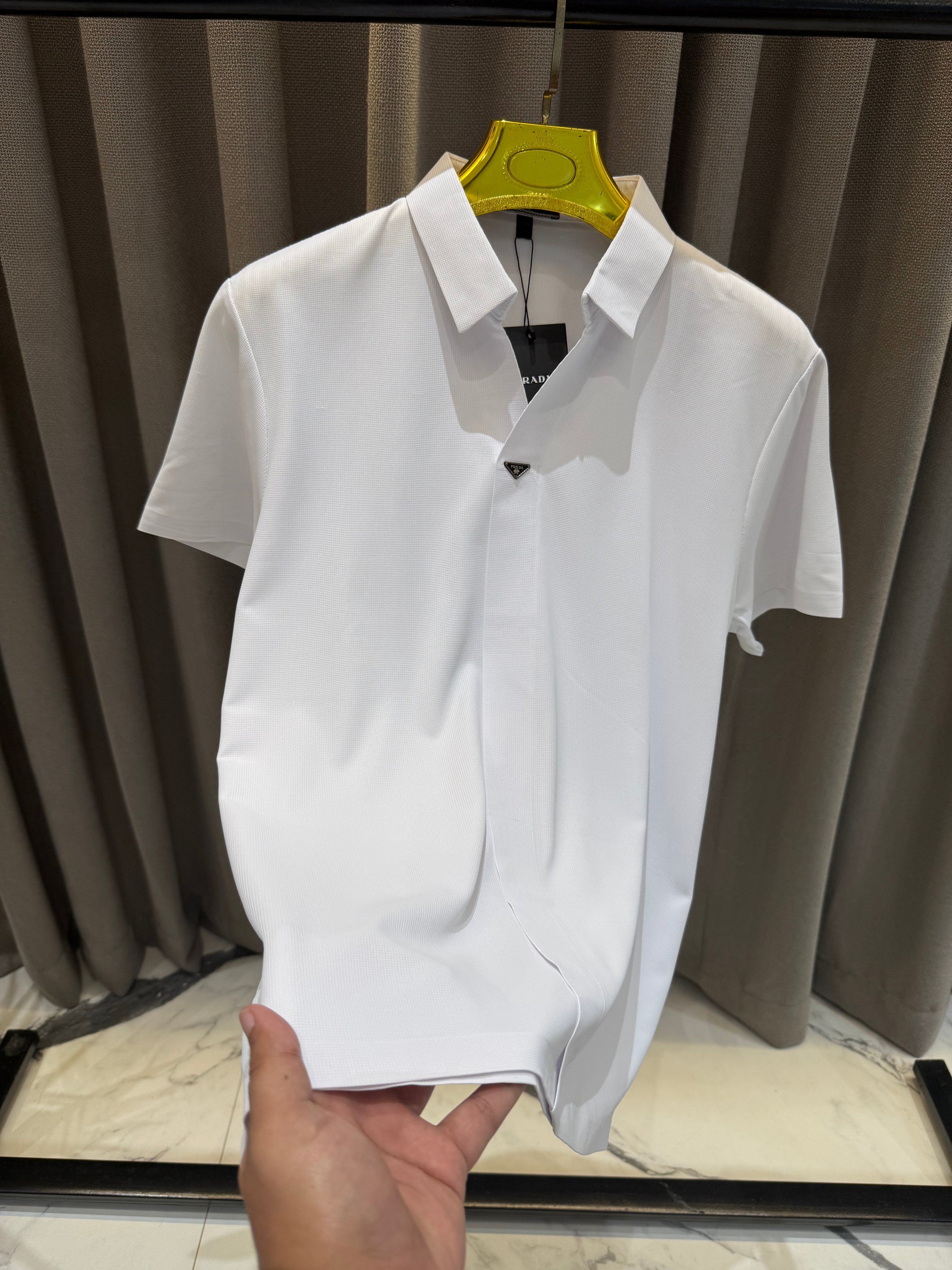 PRADA IMPORTED STICHLESS WHITE SHIRT