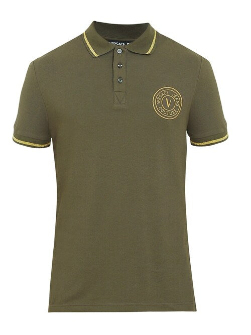 Versace Olive Side Embroidery Logo Polo T-shirt V5
