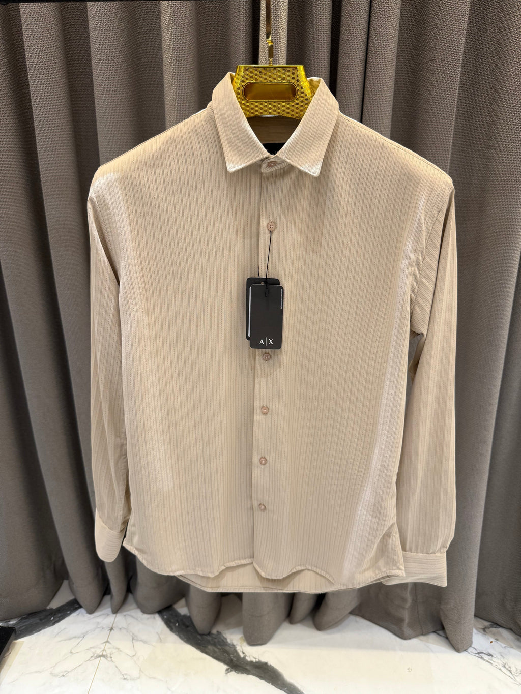ARMANI EXCHANGE BEIGE BROWN SHIRT