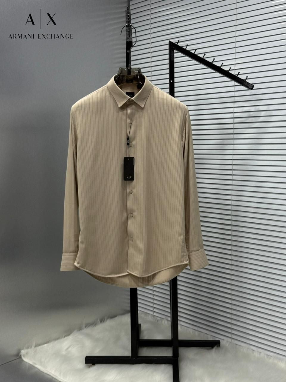 ARMANI EXCHANGE BEIGE BROWN SHIRT