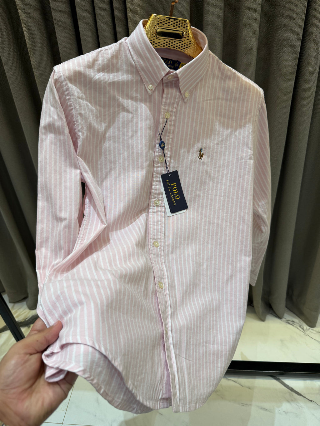 RALPH LAUREN LINEN BABY PINK SHIRT R1