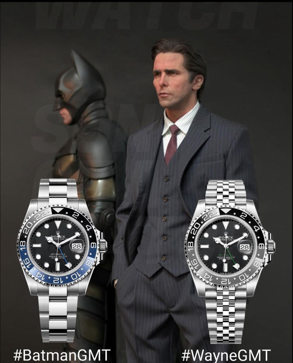 ROLEXX GMT Master 2 - SILVER BLACK (Bruice Wayne)
