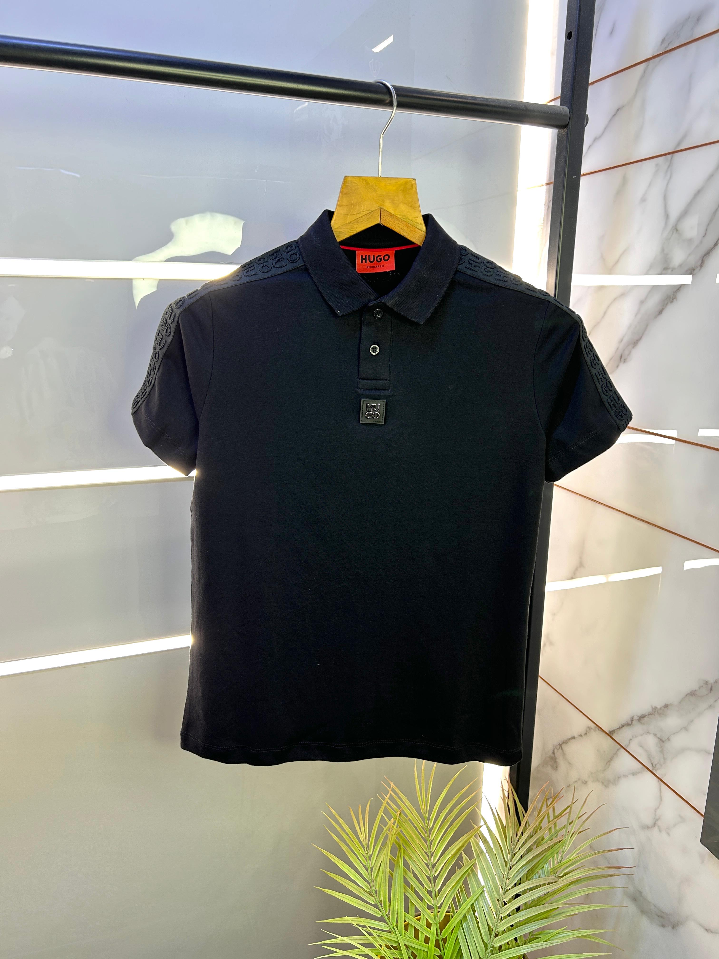 HUGO BOSS JET BLACK IMPORTED POLOS H1