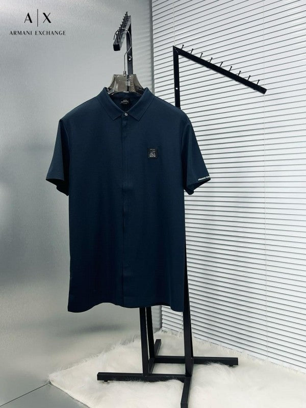 ARMANI EXCHANGE STICHLESS IMPORTED HALF SHIRT ENGLISH BLUE