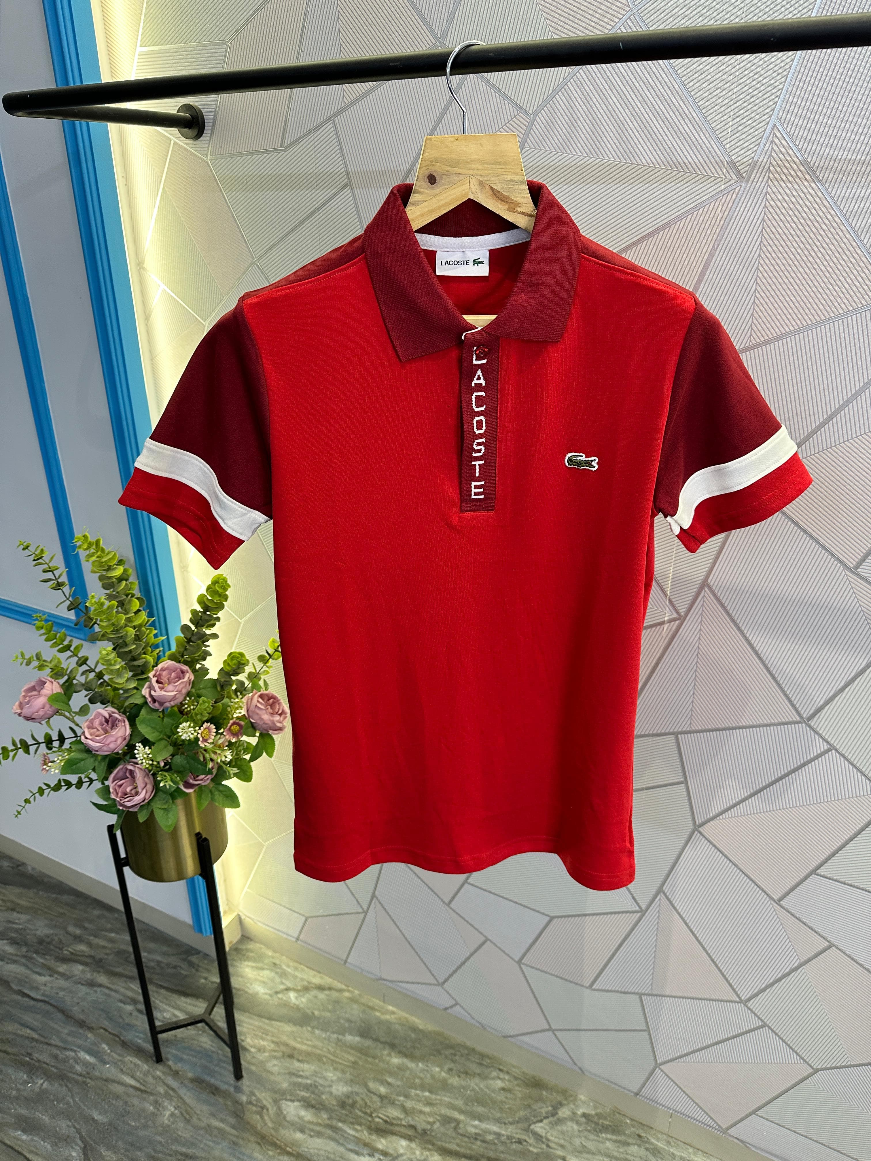 LACOSTE PREMIUM QUALITY RED POLO LC
