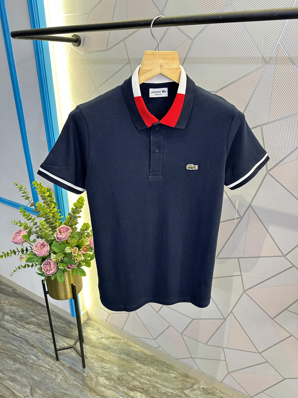 LACOSTE PREMIUM QUALITY NAVY BLUE POLO LC