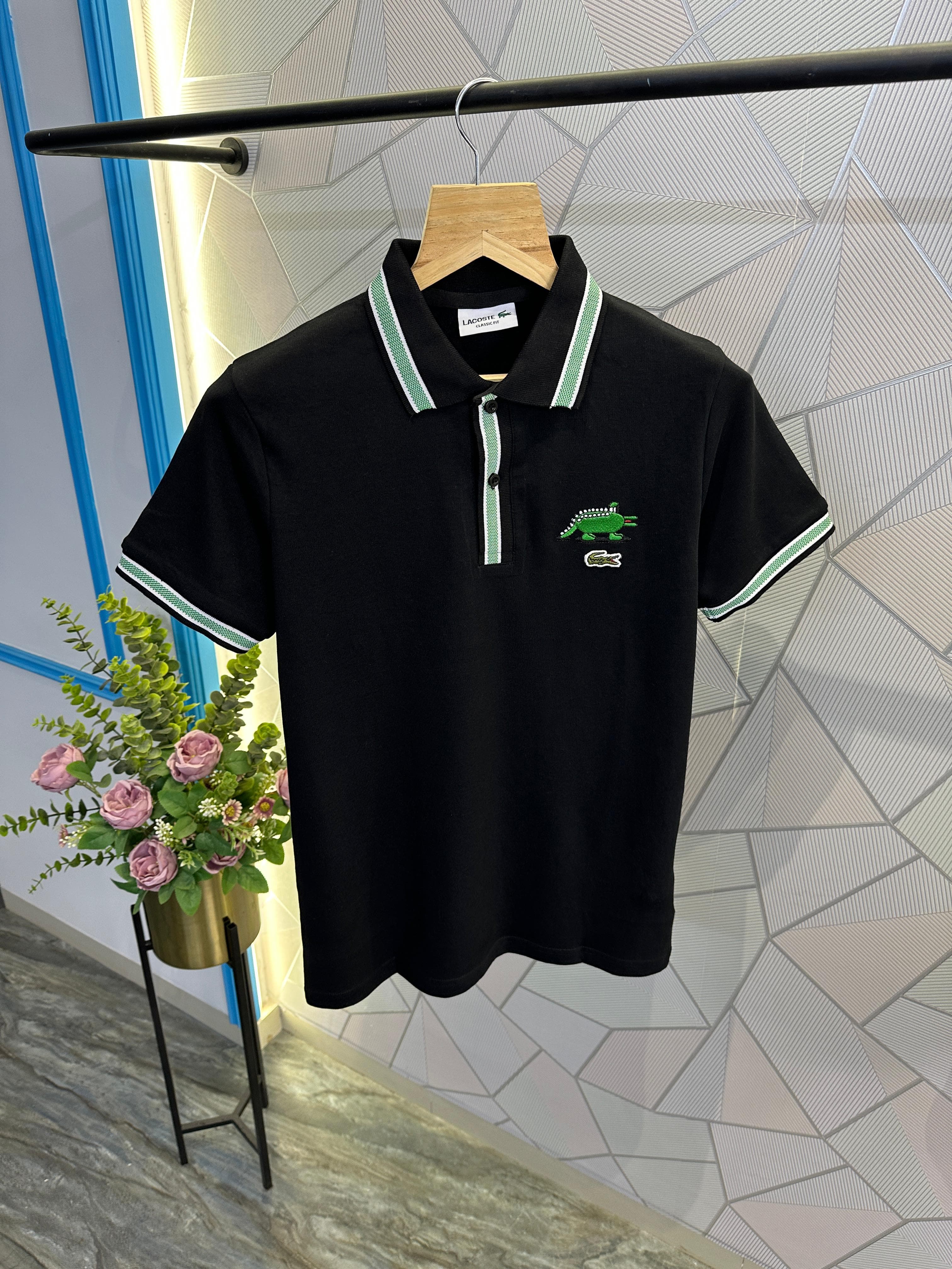 LACOSTE PREMIUM QUALITY BLACK POLO LC